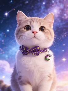 PETSIN 1 件装宠物星月项圈，颈围可调节，猫狗项圈，宠物节日礼物，斋月生日宠物配饰，宠物用品 - 彩色 - 查看 2