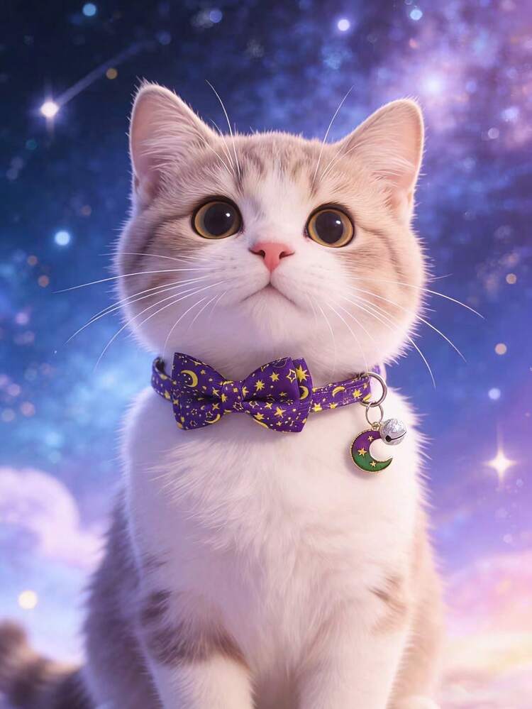 PETSIN 1 件装宠物星月项圈，颈围可调节，猫狗项圈，宠物节日礼物，斋月生日宠物配饰，宠物用品 - 彩色 - 查看 2