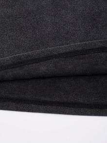 ROMWE MEN 男士极简主义印花圆领短袖街头风T恤 - 黑色 - 查看 7