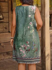 SHEIN LUNE Trang phục nữ cỡ lớn cho ngày Quốc khánh 4 tháng 7, phong cách thường ngày thoải mái, trang phục giáo viên cho nữ, trang phục mini thư giãn ấm áp cho kỳ nghỉ, váy boho cho nữ, váy hè cho nữ, trang phục đi biển. - màu xanh lá - Xem 2