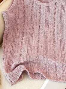 Selianne Elegant Sleeveless Knitted Vest Top For Women, Unique Design, Spring/Summer - Pink - View 5