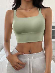 DAZY Women's Lightweight Shaping Solid Color Minimalist Activewear Sports Bra Camisole - Mint Green - View 5