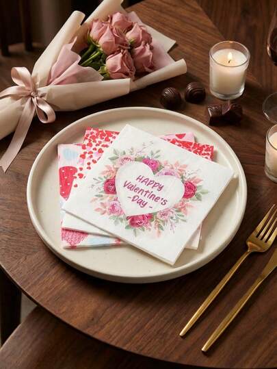 Cirelle 浪漫情人节餐巾纸 - 20 张装一次性餐巾纸，适用于早午餐、花园派对、爱情主题餐桌装饰及庆祝活动