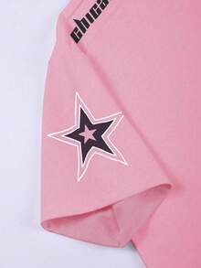 Manfinity Campus Court 宽松男士数码印花短袖T恤 - 淺粉色 - 查看 3