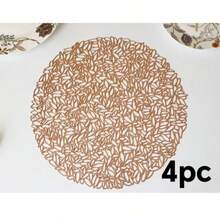 1-5 Piece Gold Hollow-Out Placemat And Table Runner Set, Washable, Easy To Clean, Wipe-Off, Non-Slip, Heat-Resistant, Placemats, Holiday Wedding Party Decorations - Multicolor - View 22
