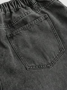 SHEIN MOD 大码 Y2K 宽松牛仔裤，街头风性感蓝色牛仔阔腿裤，阔腿裤，返校季，教师裤，秋季，女士牛仔裤，灰色牛仔裤，直筒牛仔裤，宽松牛仔裤，休闲女装，阔腿裤 - 淺色水洗藍 - 查看 4