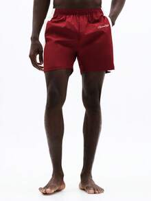 Bañador casual de playa SUMWON con panel lateral en contraste y cintura elástica para vacaciones de verano en la piscina - Rojo - Ver 3