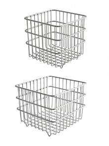 1PC Iron Square Desktop Storage Organizer Basket, Available In Multiple Sizes, For Kitchen Fruit & Vegetable, Makeup Cosmetics, Coffee Capsules, Office Supplies, Back To School Student Gift - Multicolor - View 2