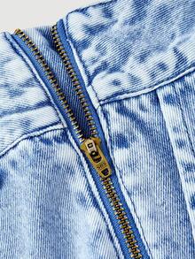 Sweetra 女士时尚休闲牛仔短裤 - 藍色 - 查看 3