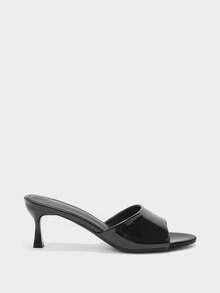 CUCCOO BIZCHIC 女士圆头细高跟黑色一体式露趾高跟凉鞋，露趾凉鞋，拖鞋，通勤，优雅，日常百搭女士凉鞋 - 黑色 - 查看 2