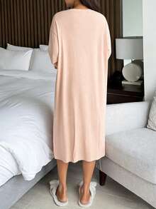 DAZY 2pcs Lace Patchwork Camisole Nightgown & Robe Set, Women Sleepwear Suit, Autumn - Pink - View 2