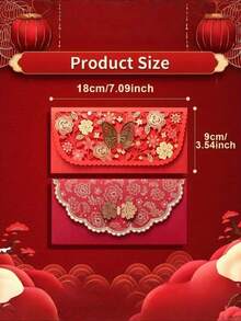 12 chiếc phong bì lì xì đỏ truyền thống, túi đựng tiền lì xì đỏ trang nhã, có thể bóc và dán lại, thích hợp cho Tết Nguyên Đán, đám cưới và sinh nhật, chất liệu giấy, phong bì đựng thiệp quà tặng. - Nhiều màu - Xem 2