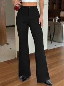 SHEIN Tall CURVE Quần ống loe cạp cao màu đen CURVE dành cho nữ cỡ lớn, có khóa kéo và túi, cạp cao giúp bạn trông thon gọn và chân dài hơn, phù hợp với phụ nữ cao. Kiểu dáng cổ điển, phù hợp cho mọi mùa và mọi dịp, phù hợp với các cô gái và phụ nữ cao, quần ống loe mùa hè, quần dài mùa hè, trang phục mùa hè, trang phục nghỉ hè, quần dài mùa hè cho nữ, trang phục mùa xuân, quần ống rộng, quần công sở, quần thanh lịch, quần thường ngày, quần ống rộng cạp cao giúp thon gọn cho mùa hè, quần dự tiệc thanh lịch cho nữ, quần dự tiệc thanh lịch cho phụ nữ, quần dài thanh lịch, trang phục đi nghỉ mát cho nữ, trang phục nghỉ lễ cho nữ, trang phục nghỉ hè, trang phục du lịch mùa hè, quần thường ngày cho nữ, quần gợi cảm cho nữ, lễ hội hóa trang. Trang phục lễ hội Carnival dành cho nữ năm 2026, Trang phục Carnival cho nữ, Trang phục lễ hội Carnival cho nữ. - màu đen - Xem 4