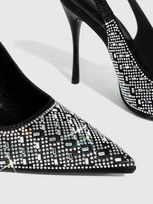 CUCCOO SZL Giày cao gót mũi nhọn khoét rỗng đính đá lấp lánh dành cho nữ, thích hợp cho đi làm, hẹn hò, dự tiệc, du lịch và các dịp khác trong dịp Giáng sinh. - Nhiều màu - Xem 10