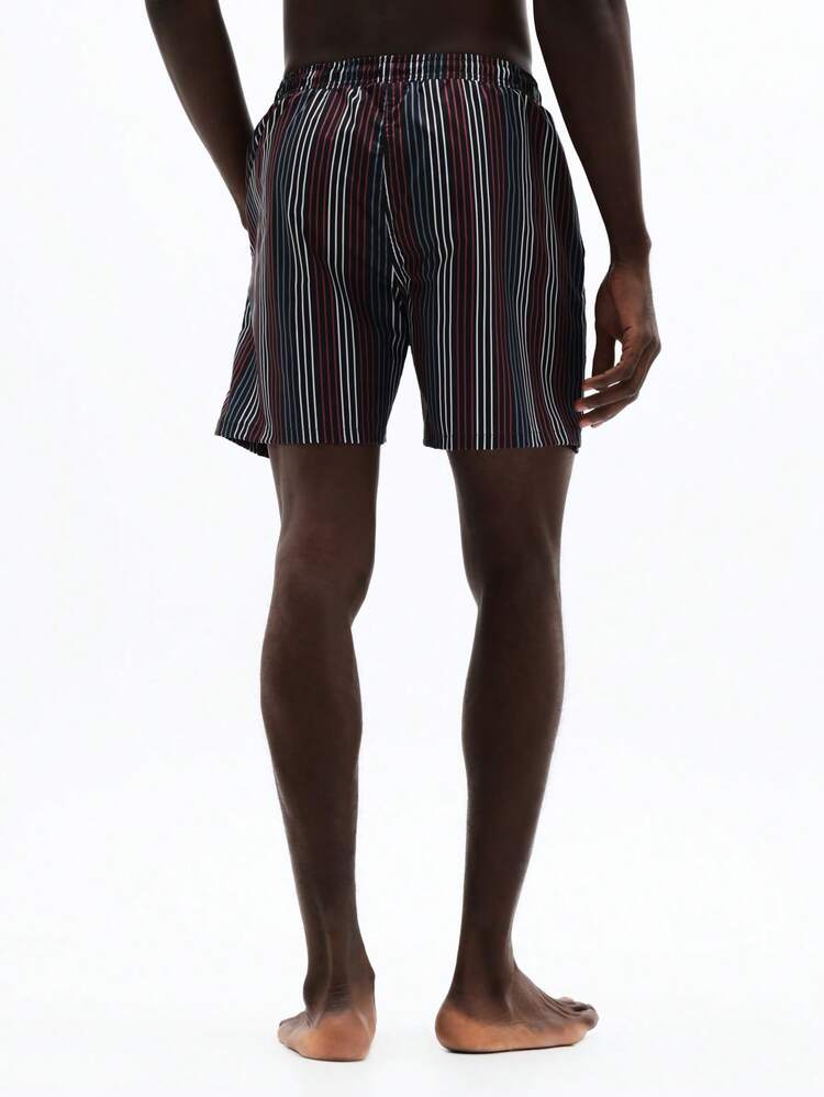 Striped Swim Trunks With Elastic Waistband