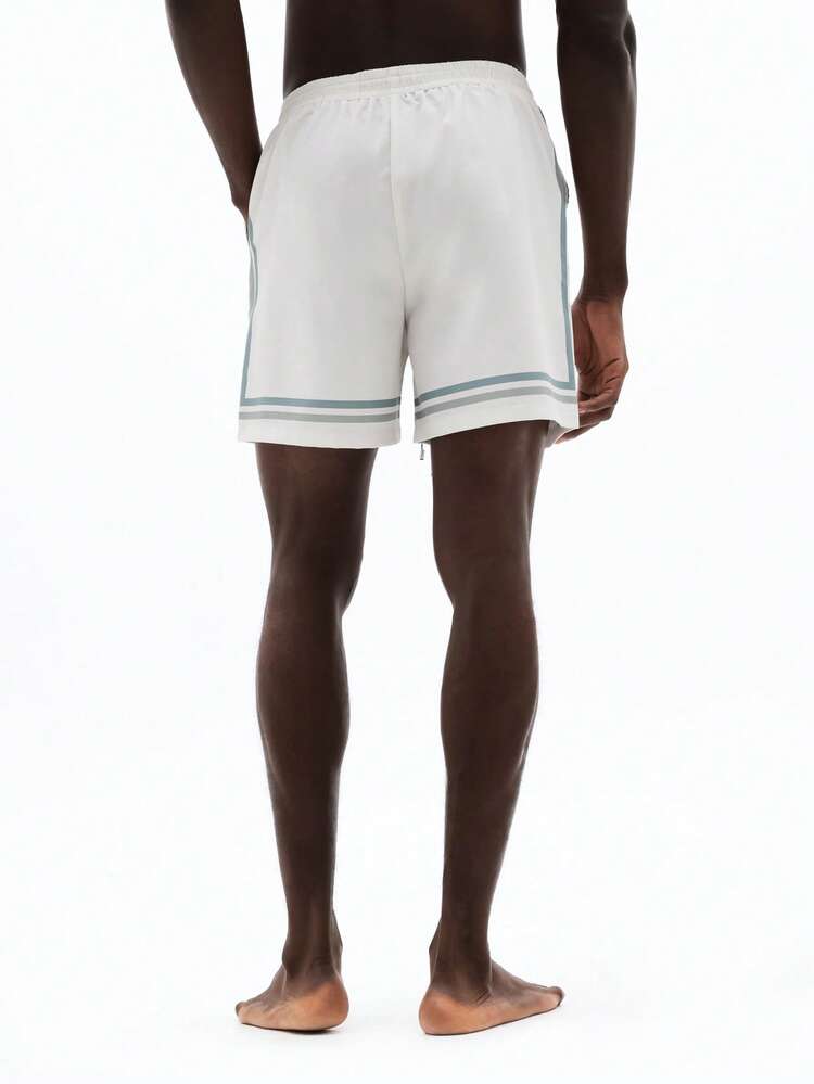 Beach Shorts With Striped Hem Details
