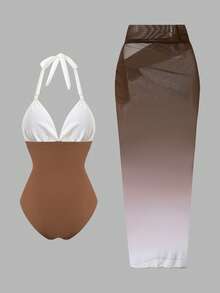 Swim Oasis 2026 New Spring/Summer 2pcs Women Swimsuit, European & American Style Halter Backless Beach Vacation Swimwear Set - Multicolor - View 2