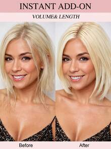 女士真发发片 适合稀疏头发的女士的真人发片 蕾丝发片 夹式接发 金色 金色 S613#