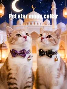 PETSIN 1 件装宠物星月项圈，颈围可调节，猫狗项圈，宠物节日礼物，斋月生日宠物配饰，宠物用品 - 彩色 - 查看 1