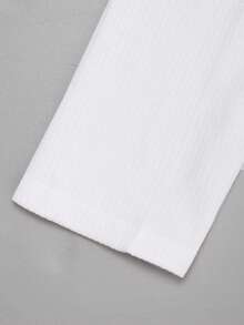 SHEIN Girlism 2pcs Tween Girls Casual Ribbed Star Print T-Shirt And Ruched Pants Set - Black and White - View 6