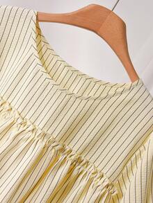 CosyJoli Áo nữ cỡ lớn dáng rộng tay ngắn, thích hợp cho mùa xuân/hè. - Màu be - Xem 4