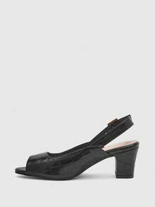 CUCCOO BIZCHIC French Sexy High Heels Women's Thin Heels New Round Toe Temperament Celebrity Word Buckle Empty Shoes Valentine's Day - Black - View 9