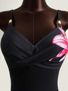 Zestiva Bộ 2 món bán chạy nhất mùa hè, áo và quần bơi đi biển, dây đeo điều chỉnh được, trang trí kim loại, in họa tiết hoa. - Nhiều màu - Xem 6