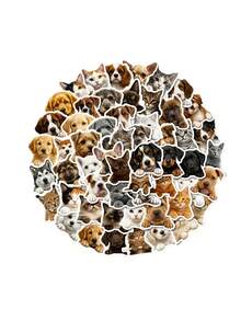56sheets/Set Realistic Cat And Dog Doodle Stickers, Cute Pet Decorations For Suitcases And Mobile Phones - Multicolor - View 10