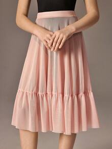 SHEIN 少女粉色网纱芭蕾舞裙套装，包含紧身衣，时尚优雅 - 黑色 - 查看 4