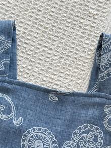 Vintaside Kids 1pc Vintage Casual Slim Fit Unique Cherry Print Jumpsuit, Suitable For Outdoor Summer And School - Blue - View 9