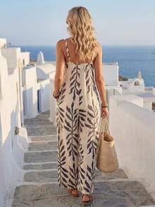 SHEIN Tall CURVE 新款加大码女式高个女孩植物印花阔腿休闲连体裤，高腰设计让您看起来更苗条，腿部更修长，适合高个女性。高腰设计让您看起来更苗条，腿部更修长，适合高个女性。适合所有季节和场合，适合高个女孩和女性，夏季阔腿裤，夏季阔腿裤，夏季服装，夏季度假服装，女士长裤，春季服装，阔腿裤，办公裤，优雅裤，休闲裤，夏季高腰显瘦阔腿裤，优雅女士礼服裤，优雅派对裤，女士优雅裤，优雅长裤，女士度假服装，女士假日服装，夏季度假服装，夏季假期服装、女士休闲裤、女士性感裤、狂欢节服装、2026年狂欢节女士造型、2026年狂欢节女士服装、狂欢节女士服饰 - 彩色 - 查看 2