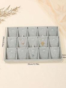 1 pieza/2 piezas Bandeja de joyería de terciopelo con 15/18 compartimentos para flores de hielo, soporte para exhibir accesorios, de vuelta a la escuela - Gris - Ver 7