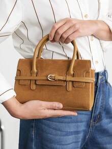 SHECARRY Women's Handbag, Versatile Brown, With Delicate Strips, A Must For Commuting - Camel - View 7