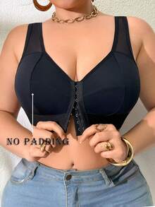 Sujetador de cierre frontal de unicolor talla grande, adecuado para uso diario