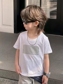 DAZY Young Boy Casual Daily Commute Slogan Print Short Sleeve T-Shirt, Summer