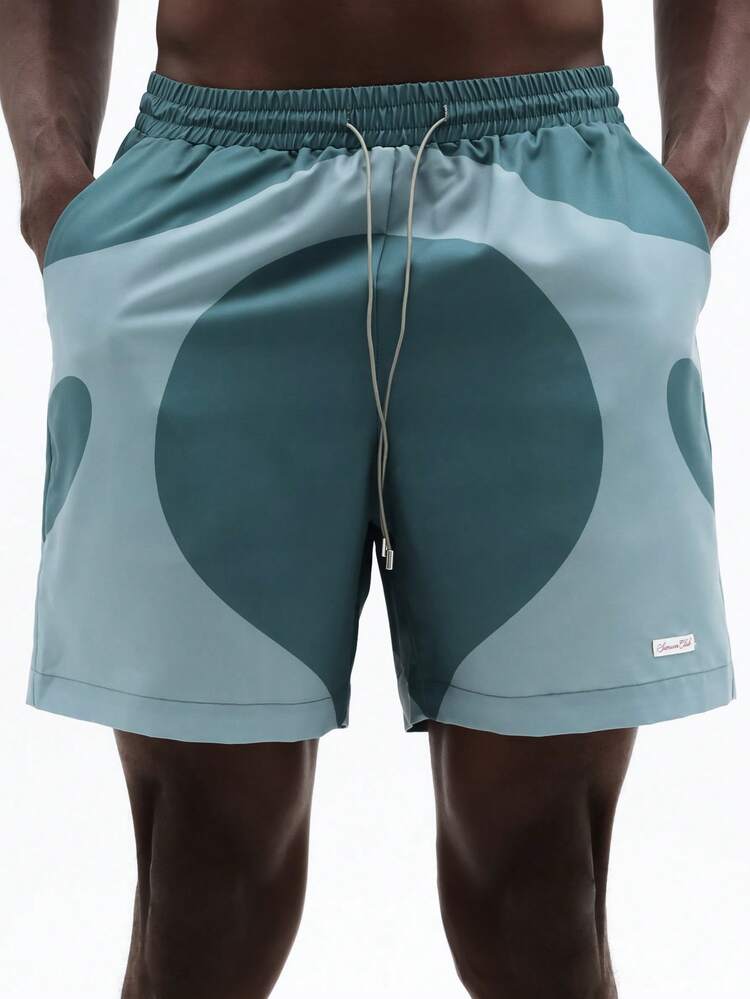 Board Shorts With Geometric Heart Pattern