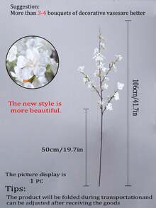 3 株人造樱花/桃花，长 106 厘米，每株 4 枝，仿真植物，绿色，涤纶材质，耐用，现代简约风格 - 适用于家居装饰、花瓶、婚礼、派对、客厅、卧室、DIY 墙面装饰、桌面摆设。 - 多色 - 查看 10
