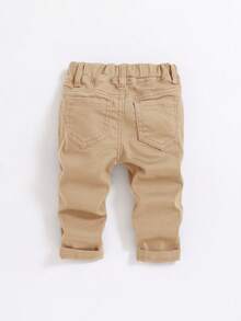 SHEIN Baby Boy Casual Washed Distressed Elastic Waist Jeans - Khaki - View 2