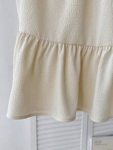 SHEIN Kids Summer Spring Squishy Summer Tops Teen Girls Blue Sleeveless Bow Collar Blouse, Casual Preppy Style Shirt Tween Girl Butter Yellow Tank Top Girls Peplum Top Girls Pastel Yellow Tops - Blue - View 5