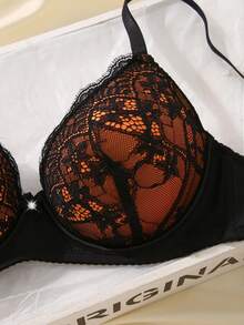 1pc Sexy Lace Simple Gather & Lift Wireless Bra For Small Bust - Multicolor - View 4