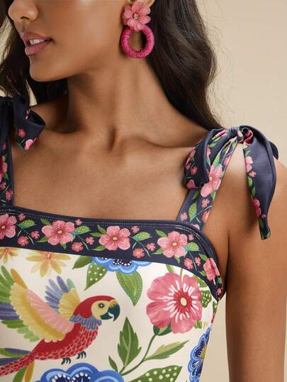 Travachic 1pc Women's Tie Shoulder Fitted One-Piece Swimsuit,Carmaval,Carnival,Bikini,Casual,Vacation,Vacation Outfits Women,Vacation,Summer Holiday Outfits ,Holiday Outfits For Women,Holiday,Vacation Outfits For Women,Elegant,Going Out,Party,Beach,Beach Shorts,Beach Outfits For Women,Beach Skirt,Beach Outfit,Beach Outfit For Women,Summer,Summer Clothes,Ummer Holiday Outfits,Flower,Graphic