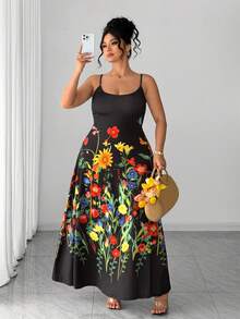 Elenzga 大码女式优雅碎花黄色无袖连衣裙，舒适短袖夏季连衣裙，适合度假、海滩、毕业典礼、节日、情人节、音乐节、母亲节、万圣节、感恩节、复活节、国庆节、舞会、约会、派对、婚礼、郊游等场合。 - 黑色 - 查看 4