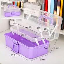 1pc 3-Layer Plastic Storage Box, Multi-Purpose Storage Box, Household Folding Tool Box, Portable Art & Craft Box, Sewing Supplies Organizer, Medicine Box