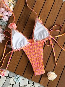 Bonvoyette Summer Fashionable Sexy Multi-Needle Crafted Halter Neck Bikini Set - Multicolor - View 2