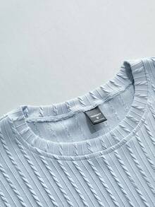 SLATEMANN Camiseta casual de cuello redondo de manga corta de unicolor para hombre, verano - Azul cielo - Ver 3