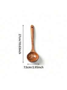 1 件 - 相思木勺铲；弯柄长柄饭勺、漏勺、勺叉、汤勺、铲子、油勺；木桶；7 把勺铲；一个木桶 - 棕色 - 查看 13