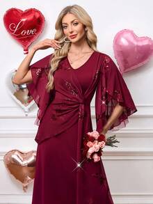 Ellevyn Women's Elegant Party Sequin Embroidery Twist Dress Valentines Day Dress Valentine's Day Valentine Outfits For Women   Bridesmaid Dress Wedding Guest Dress For Women  Wedding Guest Dress  Wedding Party Dress  Weddings & Events  Birthday Outfit For Women   Spring Outfit Women Summer Outfits   Jalabiya  Dress   Red Dress For Women