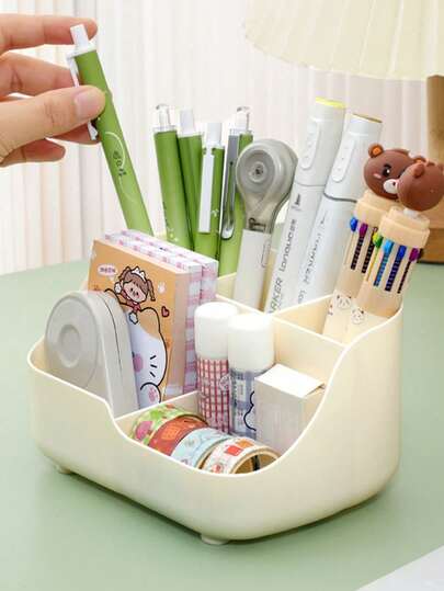 Este organizador de escritorio multifuncional de 1 paquete viene en varios colores, tiene una gran capacidad y cuenta con compartimentos para almacenar controles remotos, artículos de papelería, cosméticos, suministros de oficina y talla grande. También es un excelente organizador de escritorio para artículos pequeños.