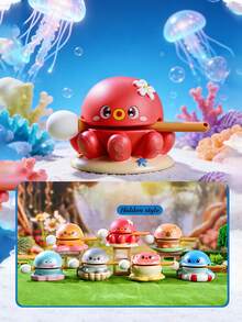 POKOJA LAND 1件梦幻水族箱木制鱼木鱼盲盒创意桌面摆件办公室装饰禅意冥想工具减压礼物成人收藏 - 彩色 - 查看 1