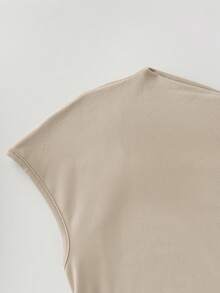 Olithes Women's New Stylish Asymmetrical Shoulder Casual T-Shirt, Fitted Design, Versatile For Spring/Summer - Khaki - View 4